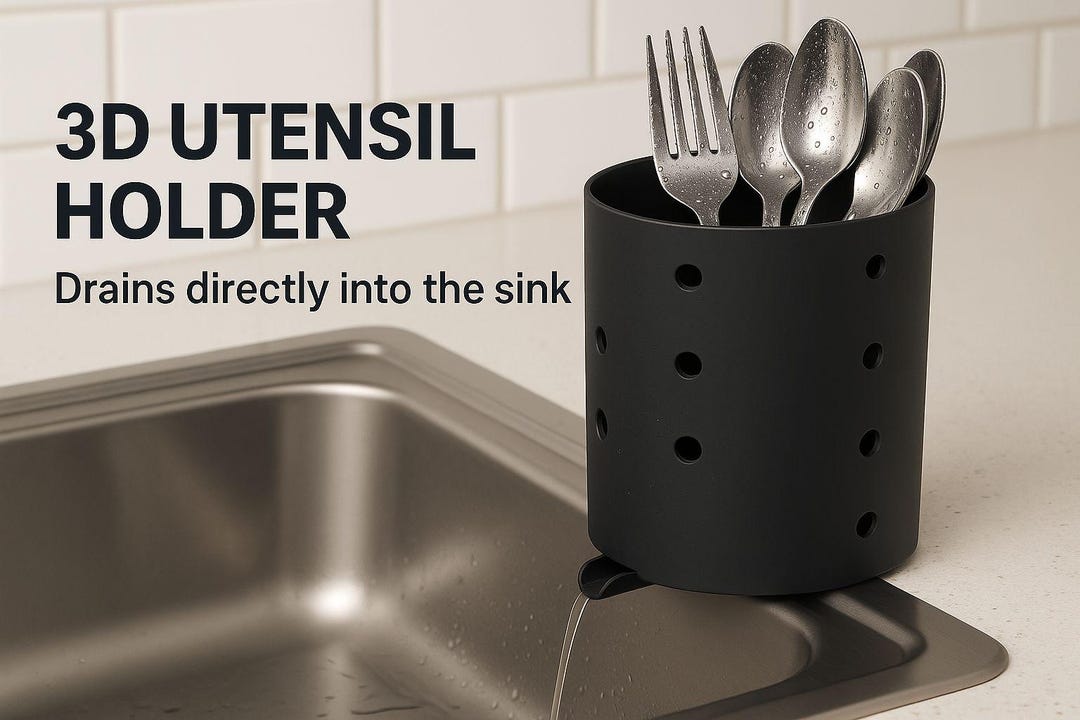 3D Printed Utensil Holder With Drain | Kitchen Sink Organizer | Spoon ...