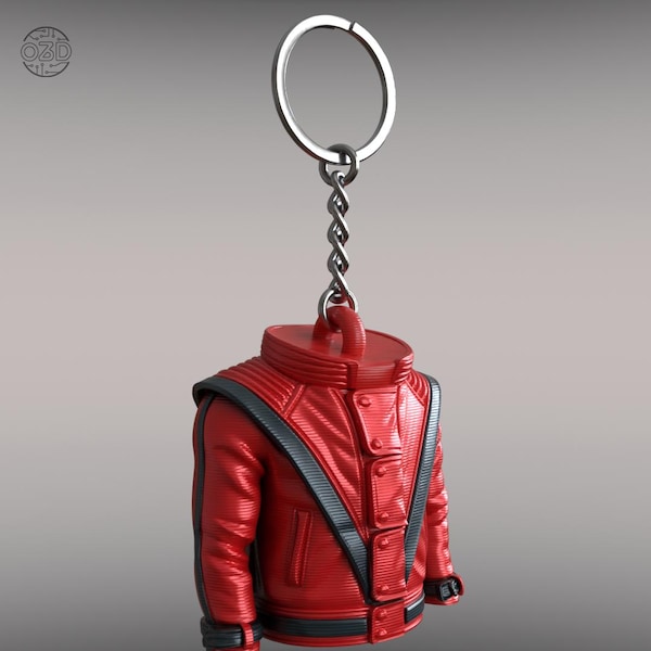 Red Jacket Keychain 3D Printed – Thriller Inspired Mini Jacket Keyring Gift