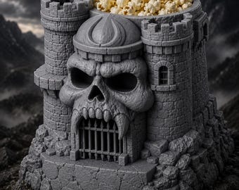 3D Printed He-Man Castle Grayskull Popcorn Bucket – Masters of the Universe Inspired Collectible Decor Bucket