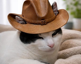 Mini Cowboy Hat for Cats – 3D Printed Pet Costume, Cute Western Hat for Cats & Small Dogs, Funny Pet Accessory