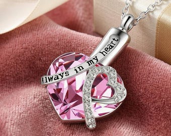 Collar con urna funeraria de cristal en forma de corazón, recuerdo de pelo de mascota de acero de titanio, regalo conmemorativo de condolencia