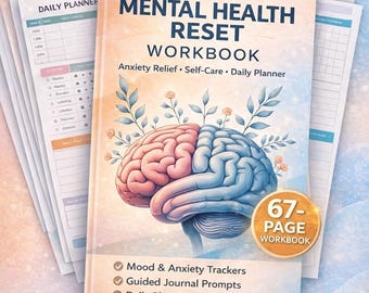 Mental Health Workbook, Anxiety Relief Planner, Self Care Journal, Printable Therapy Worksheets, Digital Download