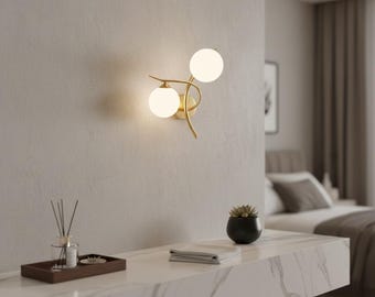 Lámpara de pared nórdica moderna de hierro con pantalla de bola de cristal, luminaria LED G9.