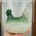 Green Opal Glass Hen Storage | 6.7x5.7x5.5" Farm Animal Home Gift