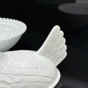 7 Inch Vintage Milk Glass Hen on Nest Collectible Dish Farmhouse Kitchen Decor Organizer image 13
