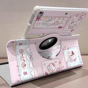 Magnetic iPad Case 11 inch, Pink My Melody  Hello Kitty Birthday Design with Detachable Stand & Pencil Holder, for iPad Air Pro  11th Gen