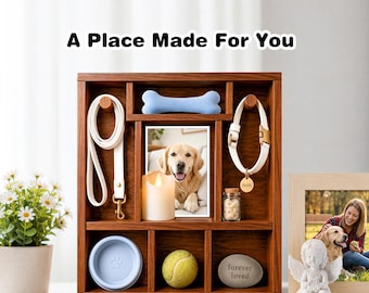 Personalized Pet Memorial Shadow Box with Acrylic Door, Custom Walnut Memory Box for Dog or Cat | Pet Loss Keepsake Display Gift
