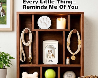 Dog Memorial Shadow Box, Dog Keepsake Display with Collar Holder, Personalized Wood memorial Box ,Pet Loss Gift