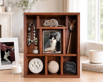 Cat Memorial Shadow Box| Personalized Cat Keepsake Box for Photo, Paw Print, Collar and Small Toys | Cat sympathy gift