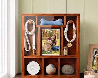 Pet Memorial Shadow Box, Dog Keepsake Display with Collar Hook, Pet Loss Gift