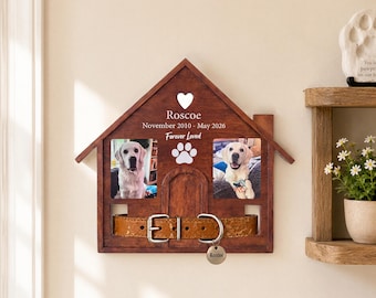 Custom Dog Memorial Wood Frame with Collar Holder,Memorial Pet Collar Sign, Pet Collar Sign with Photo, Pet Loss Gifts, Gift for Pet