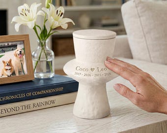 Personalized Dog Urn Ceramic for Ashes, Dog Urn for 2 Dogs, Name Date Memorial, Pet Loss Gift