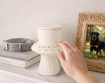 Dog Urn for Ashes,Ceramic Rottweiler Urn, Large Dog Urn with Name Date,Pet Memorial Keepsake