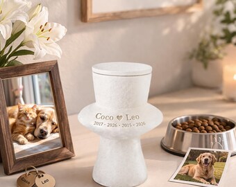 Dog Urn for 2 Dogs, Double Pet Urn for Ashes Keeps Them Together