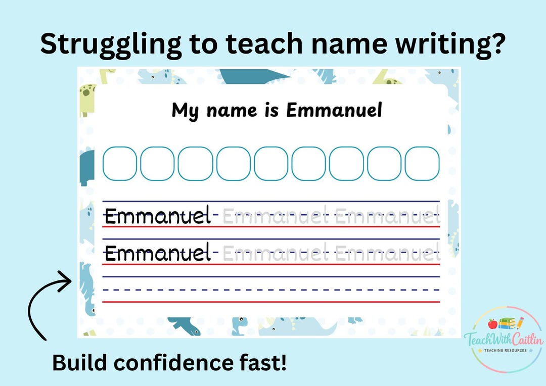 Dinosaur Name Writing Practice | Editable Personalised Worksheet ...