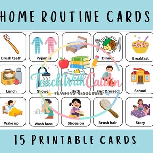 Home Routine Cards for Children Visual Schedule for Kids Printable