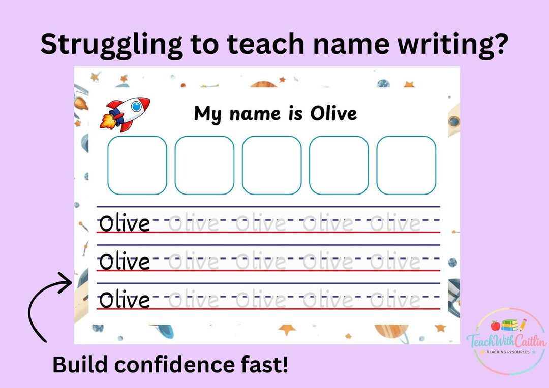Personalised Name Writing Practice Worksheet | Space Theme EYFS ...