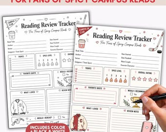 Campus Hockey Romance Reading Review Tracker, Book Journal Page (Digital Download)