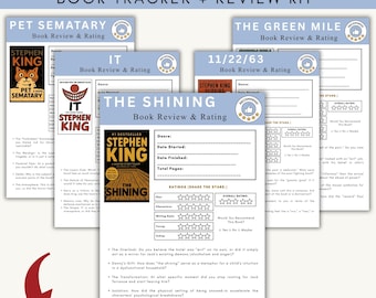 Unofficial Stephen King Book Review Tracker Printable, Book Club Discussion Guide Questions (PDF Download)