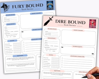 Fury Bound Dire Bound Book Club Review Printable Bundle (Digital Download)