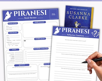 Piranesi Book Review Printable, Fantasy Reading Journal & Reflection Questions, Book Club PDF Bundle