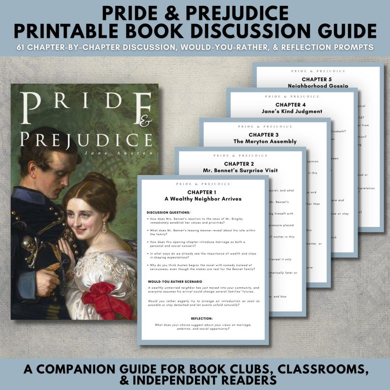 Pride and Prejudice Discussion Guide, Jane Austen Book Club Questions ...