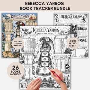 Rebecca Yarros Book Reading Tracker Bundle, Romantasy Journal Checklist für Buchclubs (Digitaler Download)