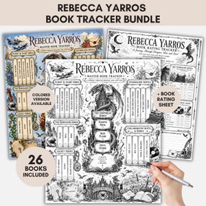 Rebecca Yarros Book Reading Tracker Bundle, Romantasy Journal Checklist for Book Clubs (Digital Download)