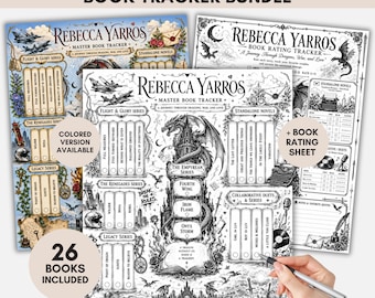 Rebecca Yarros Book Reading Tracker Bundle, Romantasy Journal Checklist for Book Clubs (Digital Download)