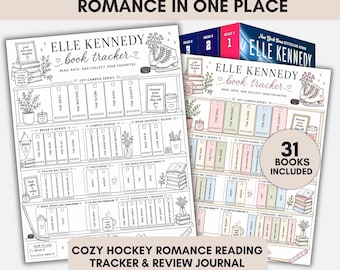 Elle Kennedy Book Tracker Printable, Hockey Romance Reading Journal, BookTok Review & Reading Checklist