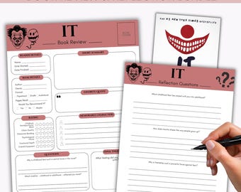 IT Book Review Printable, Stephen King Horror Reading Journal & Reflection Questions PDF