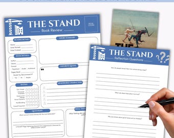 The Stand Book Review Printable, Horror Reading Journal & Reflection Questions, Stephen King PDF