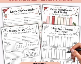 Hockey Romance Bookshelf Reading Tracker Bundle, Tracker and Review Template, Off Campus Printable Set