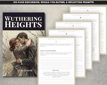 Wuthering Heights Printable Book Club Discussion Guide, Emily Brontë Book Lovers Kit