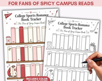 Hockey Romance Bookshelf Tracker Printable, Off Campus Book Tracker, Reading Journal Page