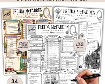 Freida McFadden Book Club Reading Tracker Printable, Reading Log Checklist & Rating (PDF Download)