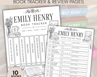 Emily Henry Book Tracker Printable, Romance Reader Journal, Cozy Reading Log (Digital Download)