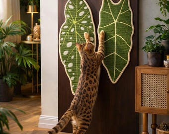 Leaf shaped sisal cat wall scratcher adhésif résistant déco facile à installer Grattoir mural feuille en sisal pour chat