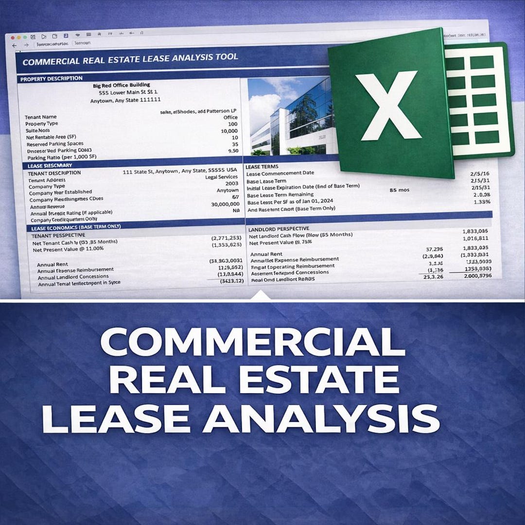 Commercial Real Estate Lease Analysis Excel Model - Etsy