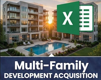 Modelo de adquisición de viviendas multifamiliares en Excel / Análisis de riesgos de apartamentos / Modelo de análisis financiero / Desarrollo inmobiliario comercial y de terrenos