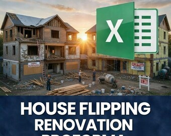 Modelo Pro Forma de Excel para la Compraventa de Viviendas / Analizador de Proyectos de Rehabilitación Inmobiliaria / Plantilla Financiera para la Compra y Venta de Viviendas / Calculadora de ROI de Inversión