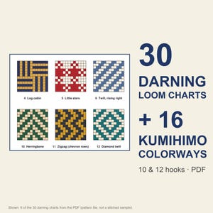 Darning Loom and Kumihimo Pattern Bundle, 30 Weaving Charts + 16 Kumihimo Colorways PDF, Visible Mending