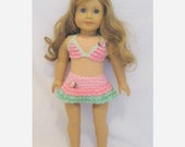 Pink and green checked 2 piece bikini that fits 18 quot dolls American Girl dolls