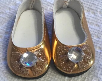 Silver Glitter Rhinestone Flats Fits Wellie Wisher 14.5/" American Girl Shoes