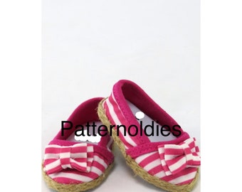 Pink and white stripe doll shoes fits 18" dolls American Girl