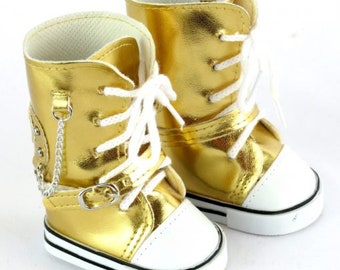 Gold high top sneaker boots that fit 18" dolls American Girl