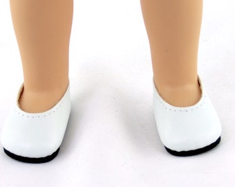 18" White flats doll dress shoes that fits 18" dolls American Girl dolls