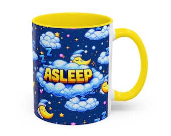 Taza con estampado de estado de sueño para gamers retro / Taza de café con efecto de sueño pixelado / Taza para gamers de rol / Regalo acogedor para gamers