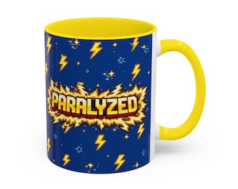 Taza con efecto de parálisis para gamers retro / Taza con efecto de rayo pixelado / Taza de café para gamers de rol / Regalo para gamers
