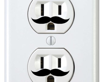 24 wall outlet Mustache Decals  wall art decor removable